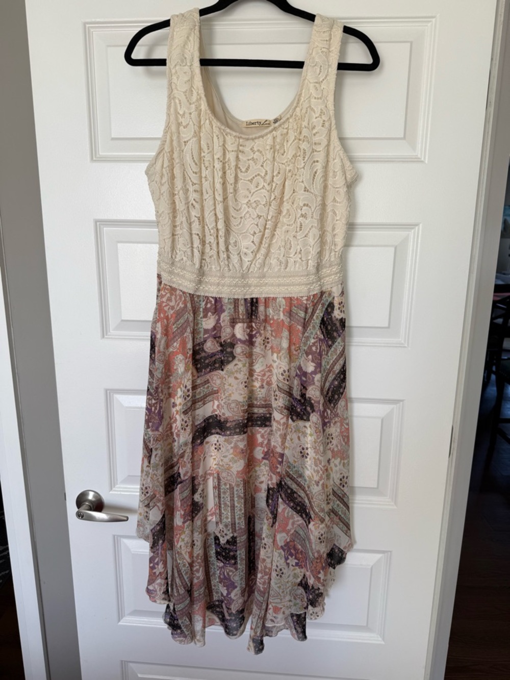 liberty Cream Lace Bodice Paisley High-Low Dress
